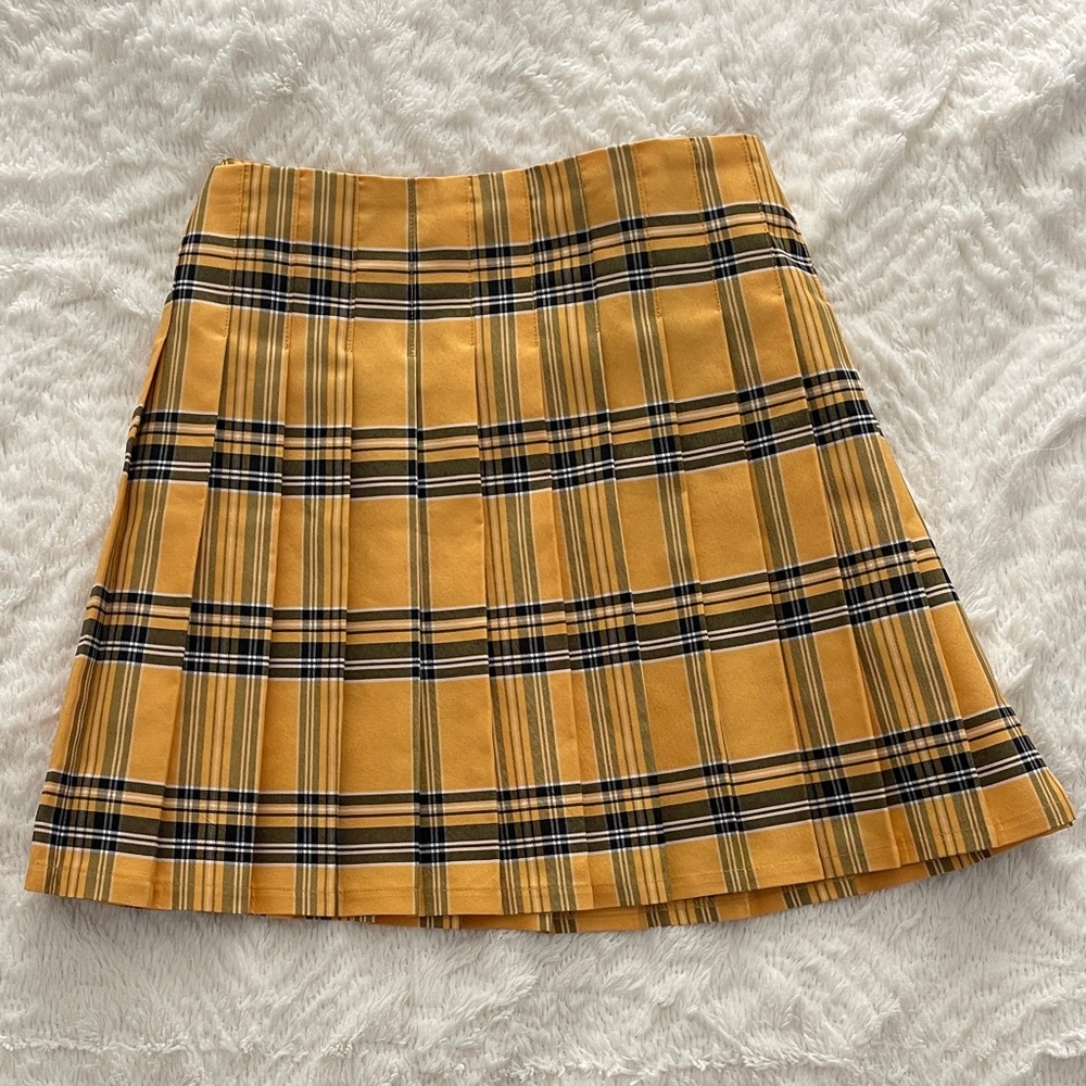 Yellow Plaid Plus-size Skirt
